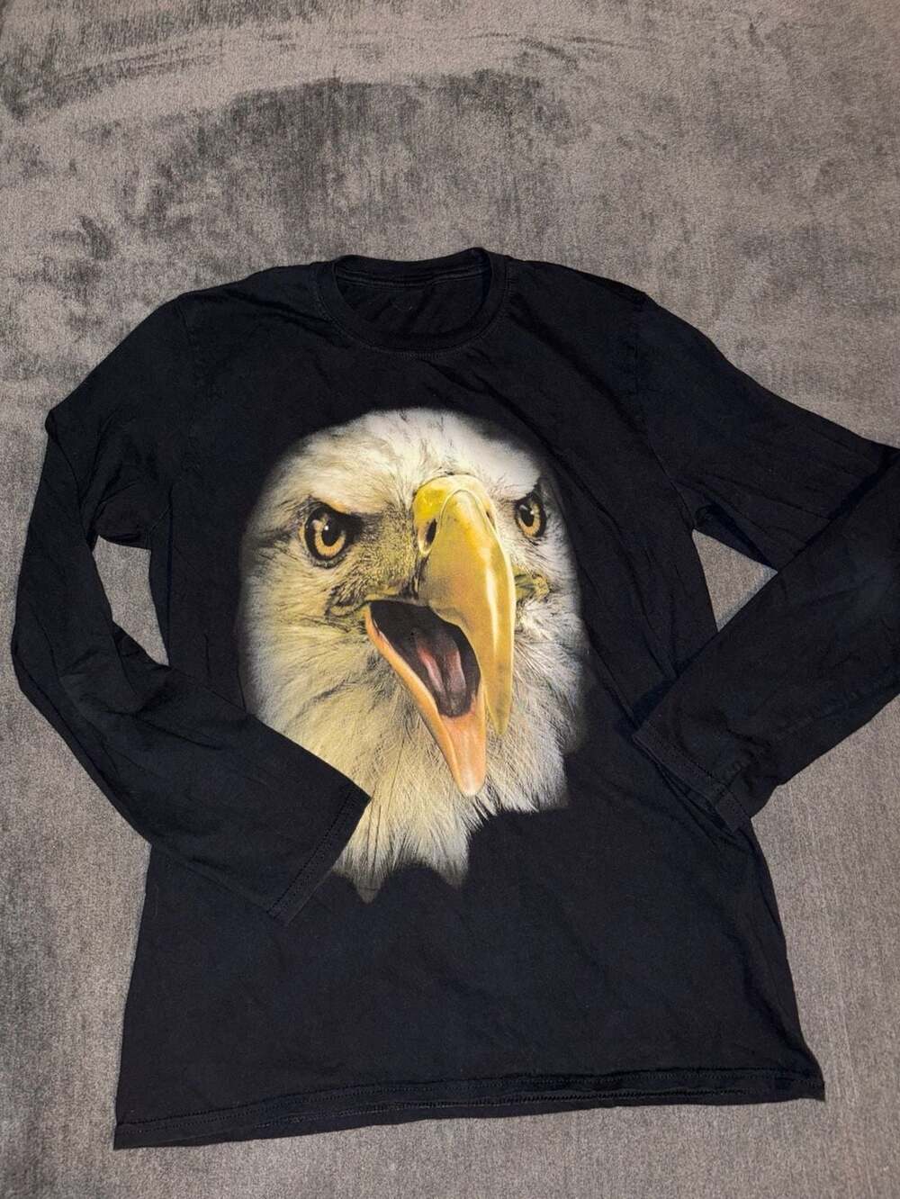 Hanes Bald Eagle Graphic Long Sleeve T-Shirt Size 2XL Black